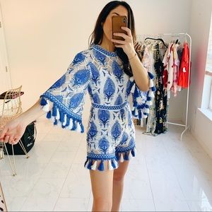 Santorini Inspired Blue & White Romper size XS